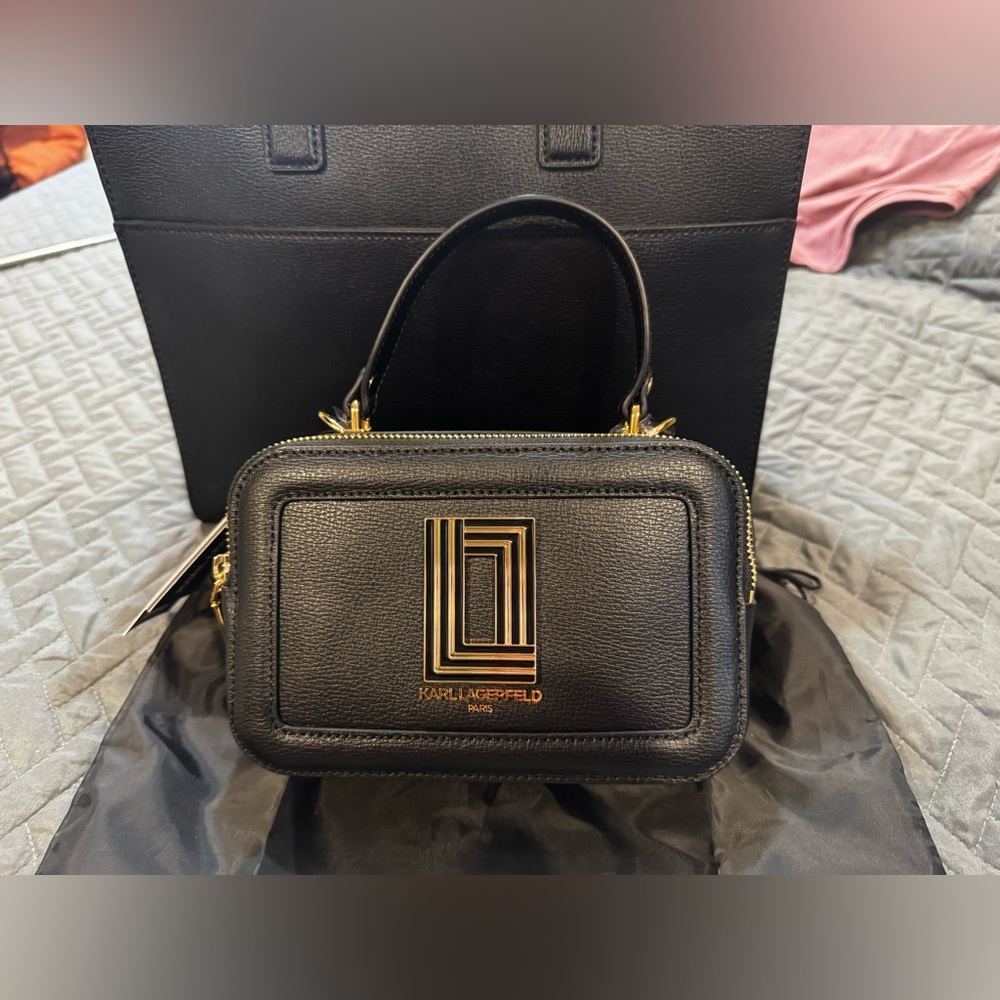 Karl Lagerfeld Black and Gold Handbag - Picture 5 of 6